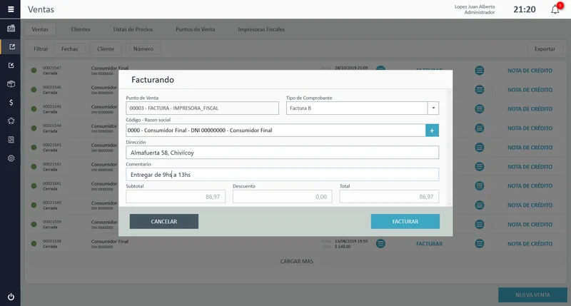 StackTrade: facturación electrónica de una venta